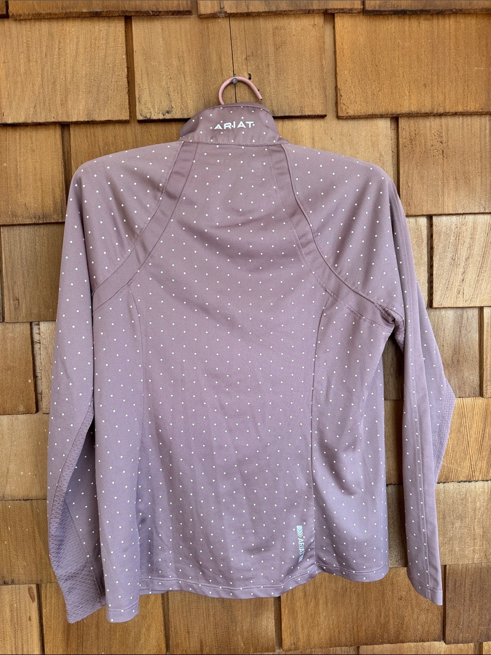 Ariat Mauve Polka Dot 1/4 Zip Performance Pullover - Picture 5 of 7
